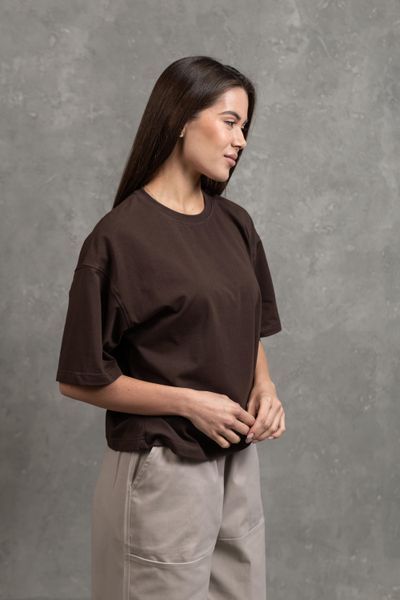 Вкорочена футболка oversize 6041 фото
