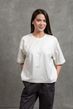 Вкорочена футболка oversize, Молочний, M-L